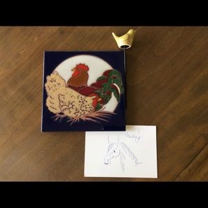 Ceramic Trivet Rooster and Hen
